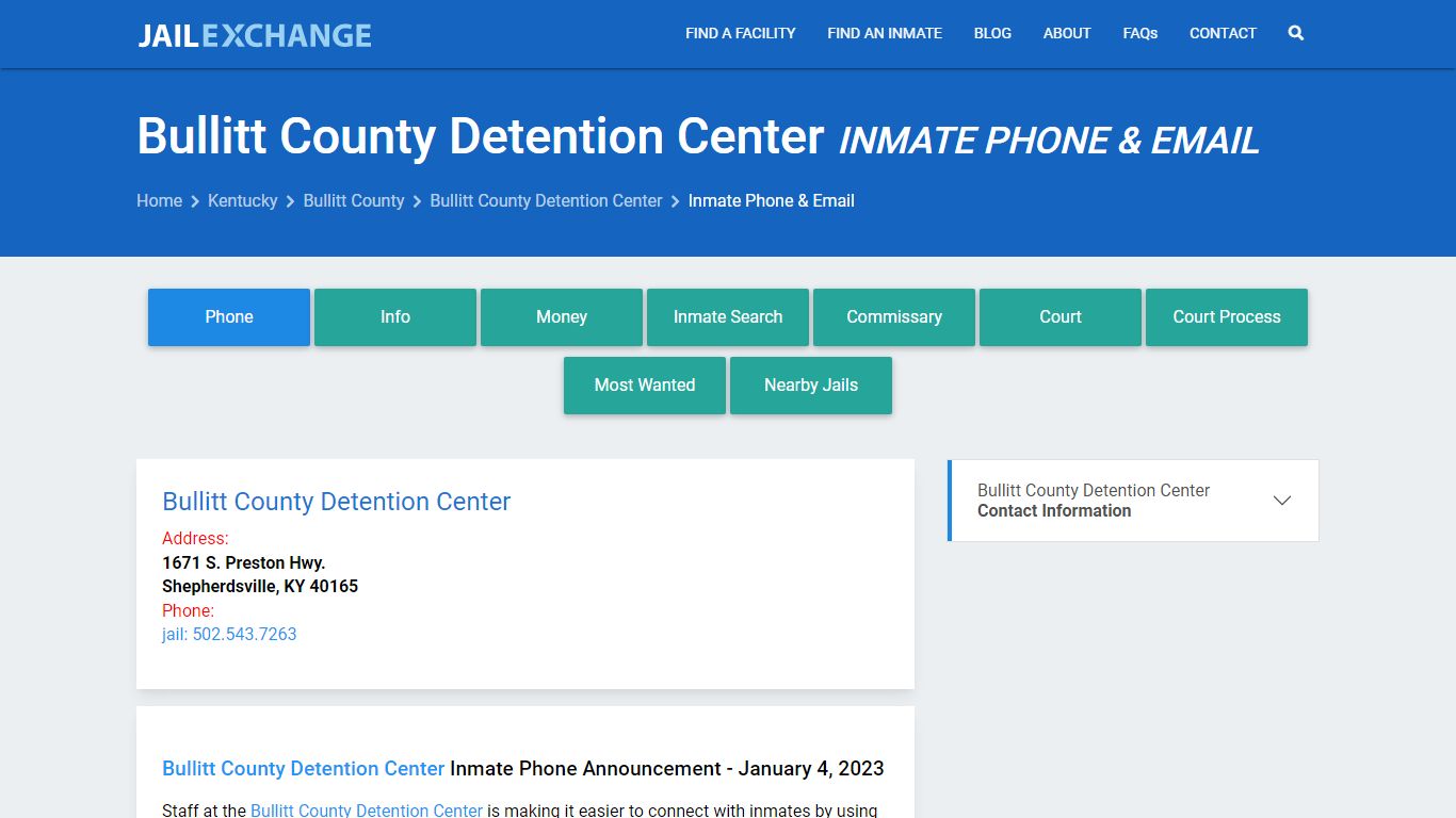 Inmate Phone - Bullitt County Detention Center, KY - Jail Exchange